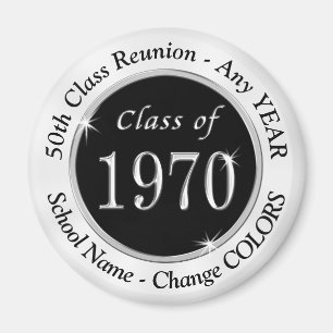 Svartvit klass av 1970 Reunion 50:e återförening Magnet