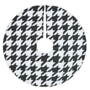 Svartvit, klassisk houndstoppkontroll julgransmatta borstad polyester