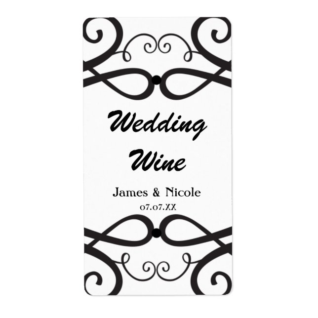 Svartvit klassisk Vintage, Chic Vin Fraktsedel (Framsidan)