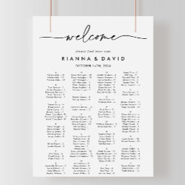 Svartvit, klassiskt, alfabetiskt sittningsschema poster