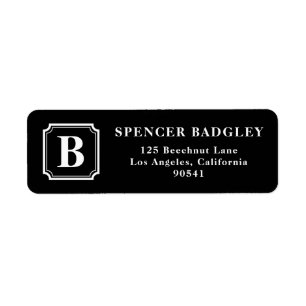 Svartvit, klassiskt monogram-Adressetiketter Returadress Etikett