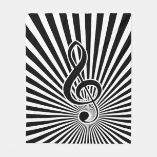 Svartvit klavmusik noterar på Starburst Fleecefilt