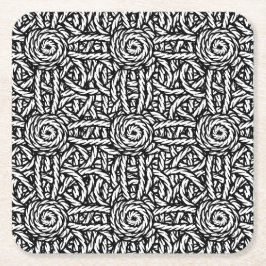 Svartvit knopp och ropes macrame stil underlägg papper kvadrat