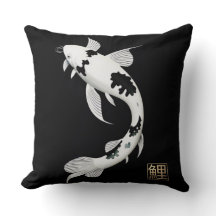 Svartvit koi Fish|Dekorativ kudde