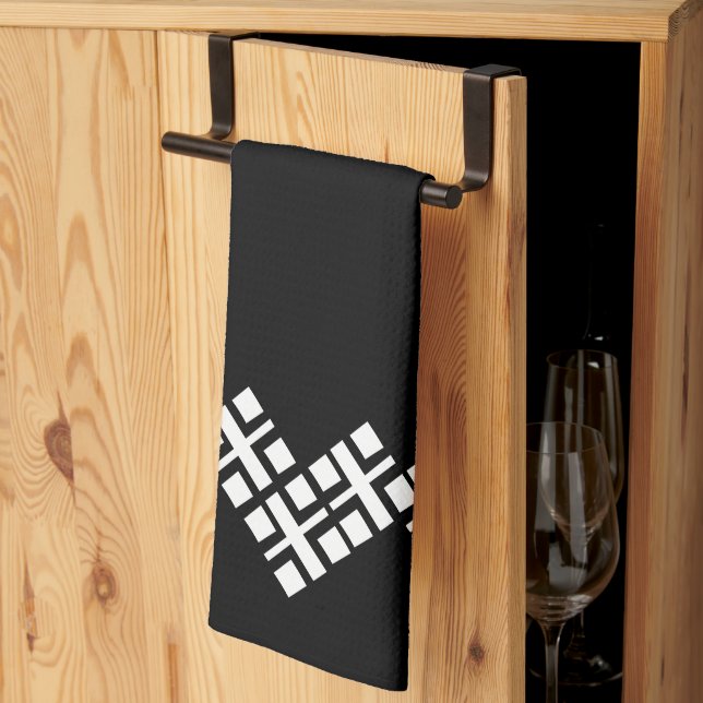 Svartvit Kökshandduk (Thirds Fold)