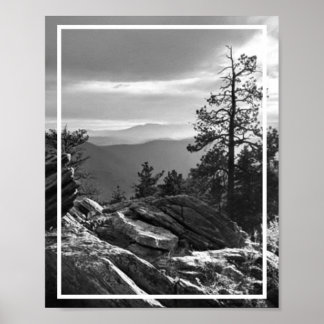 Svartvit kolorado Mountain Scenery Poster