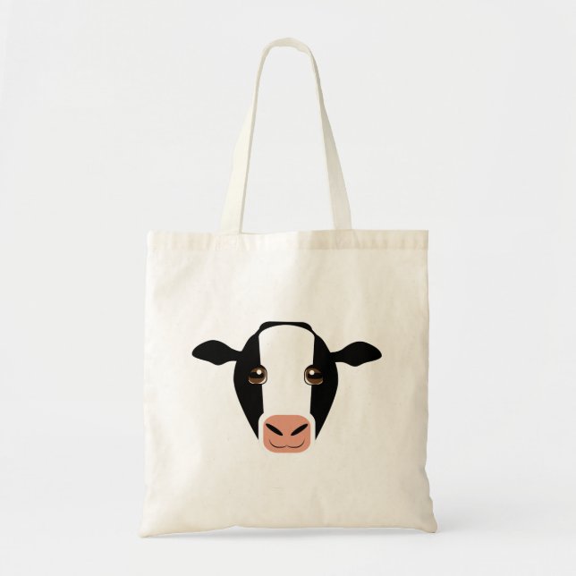 Svartvit kon på Tote Bag Tygkasse (Framsidan)