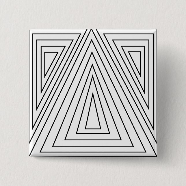 Svartvit koncentrisk triangel Mönster Knapp (Framsida)