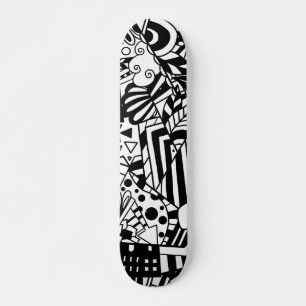 Svartvit konst abstrakt mönster mini skateboard bräda 18,5 cm