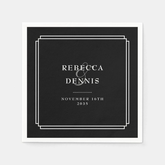 Svartvit konst Deco Bröllop Pappersservett (Framsidan)