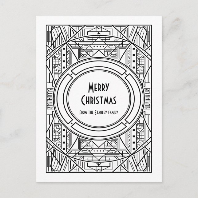 Svartvit konst deco God jul Vykort (Framsida)