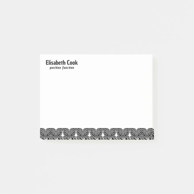Svartvit konst Deco Mönster, Anpassningsbar Text Post-it Block (Framsida)