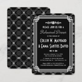 Svartvit konst Deco Rehearsal Dinner Inbjudan