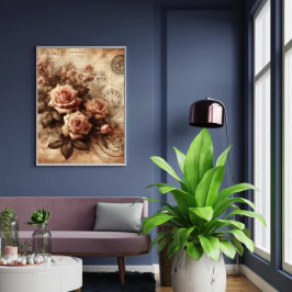 Svartvit konst för svartvit Ro-Elegant Poster