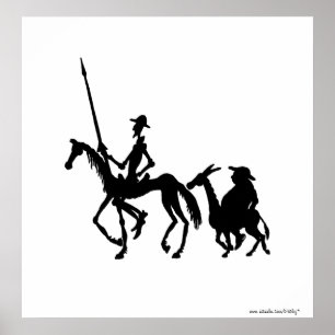 Svartvit konst för universitetslärare Quixote och Poster