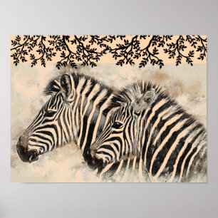 Svartvit konst i Zebra tryck