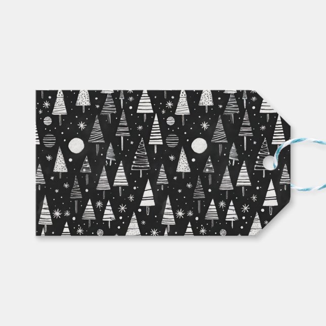 Svartvit konst Julgranar och prydnadsföremål Presentetikett (Framsidan (Horisontell))