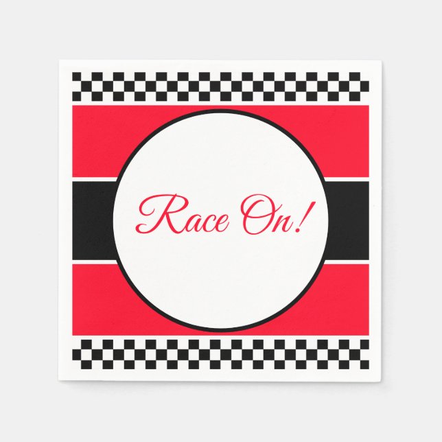 Svartvit kontroll med rött pappersservett (Framsidan)