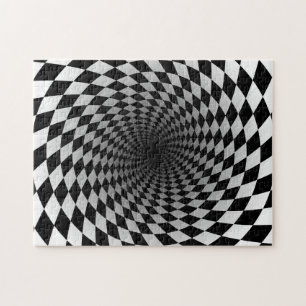 Svartvit, kontrollerad vittext optisk Illusion Pussel