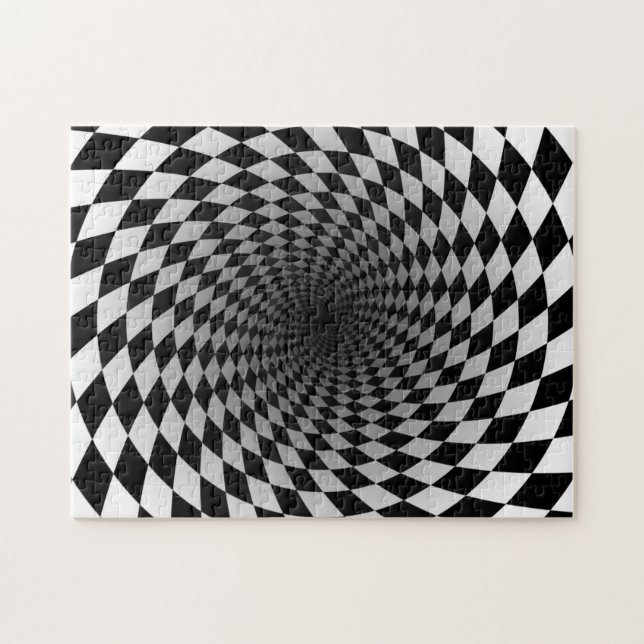 Svartvit, kontrollerad vittext optisk Illusion Pussel (Horisontell)