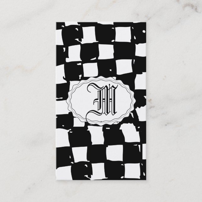 Svartvit kontrollörabstrakt visitkort (Framsida)