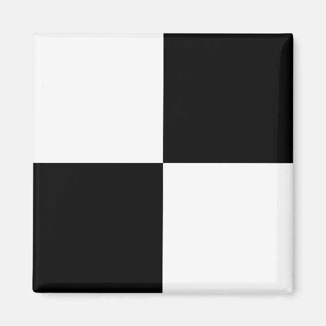 Svartvit kontrollruta mönster, enkel kvadrat magnet (Framsidan)