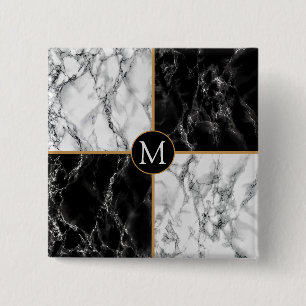 Svartvit kontrollstämpel för Monogram-knapp Knapp