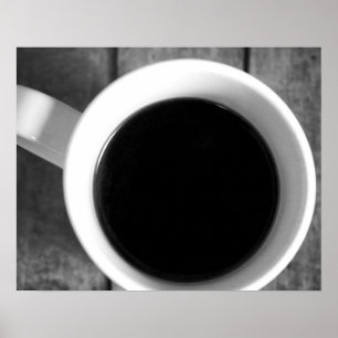 Svartvit Kopp om kaffe på gamla Låda 16 x 20 Poster