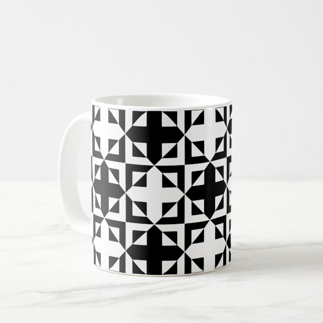 Svartvit Kor monokroma optiska Mönster Kaffemugg (Framsida vänster)