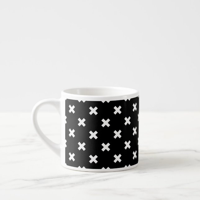 Svartvit kor stygn espressomugg (Vänster)
