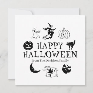 Svartvit kort för happy halloween