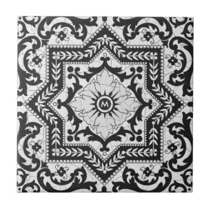 Svartvit krackad keramisk Stil Azulejo Kakelplatta