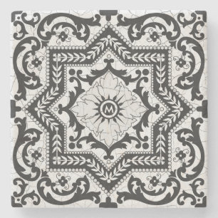 Svartvit krackad keramisk Stil Azulejo Stenunderlägg