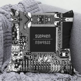 Svartvit kretskort Geek Electronics Kudde