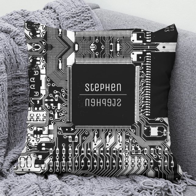 Svartvit kretskort Geek Electronics Kudde (Skapare uppladdad)