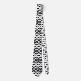 Svartvit kristen fisksymbol Necktie Slips