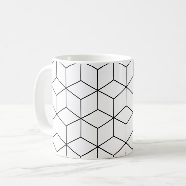Svartvit kub, återställ optisk Illusion Mönster Kaffemugg (Framsida vänster)