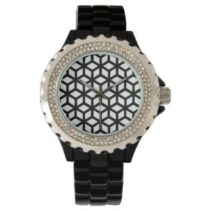 Svartvit kub Mönster Armbandsur