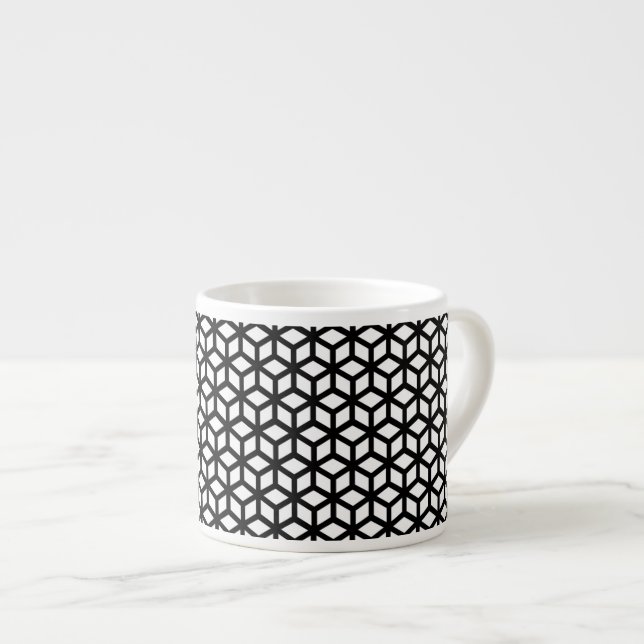 Svartvit kub Mönster Espressomugg (Framsida höger)