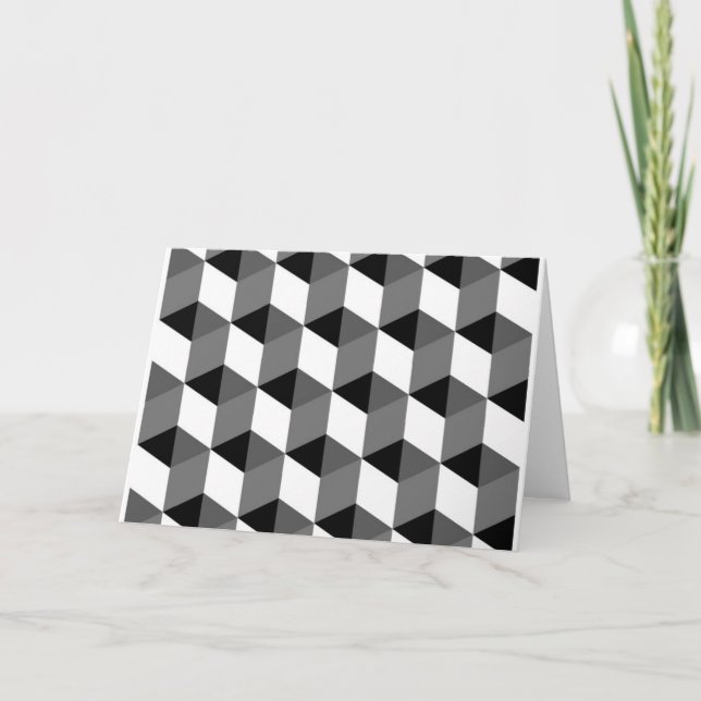 Svartvit kubisk optisk Illusion omöjlig Kort (Framsida)