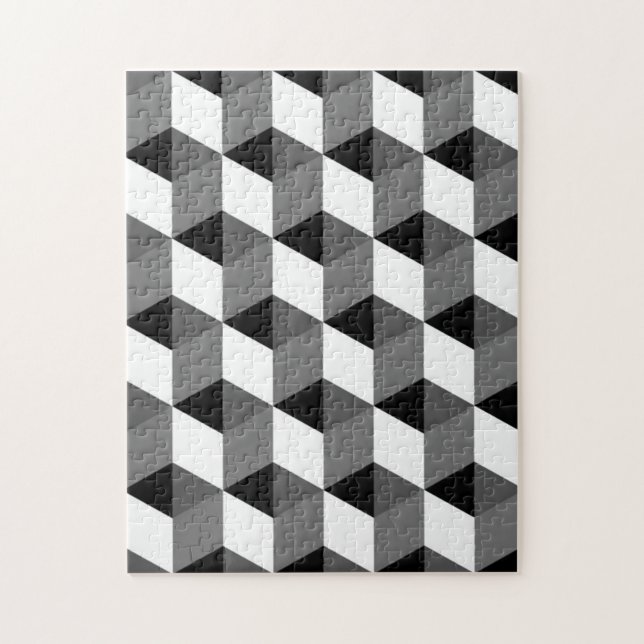 Svartvit kubisk optisk Illusion omöjlig Pussel (Vertikal)