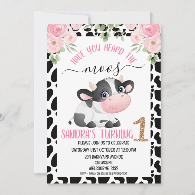 Svartvit kummel har du hört moos-inbjudan inbjudningar (Framsida)