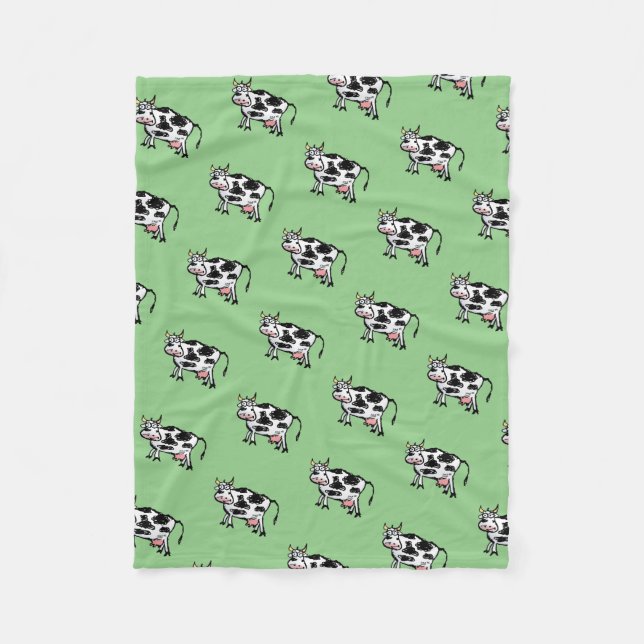 Svartvit kummel Tecknad Mönster Fleecefilt (Framsidan)