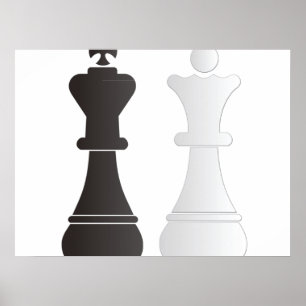 Svartvit kung-drottning delar poster