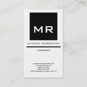 Svartvit kvalitetsmonogram - unik Elegant Visitkort