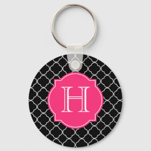 Svartvit kvartfolie med Monogram Nyckelring