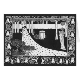 Svartvit kvinna för Beardsley art nouveau Hälsningskort