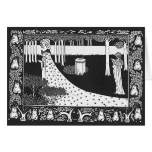 Svartvit kvinna för Beardsley art nouveau Hälsningskort