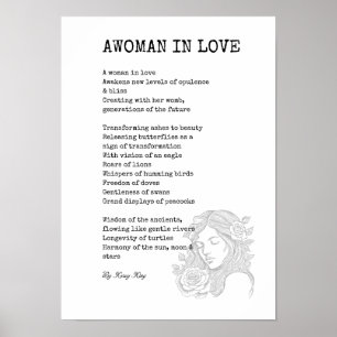 Svartvit kvinna i kärlek dikt poster