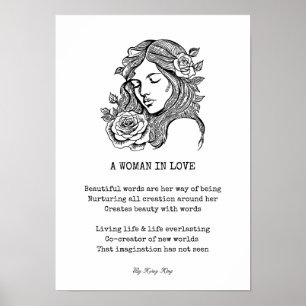 Svartvit kvinna med ro-offertväggkonst poster